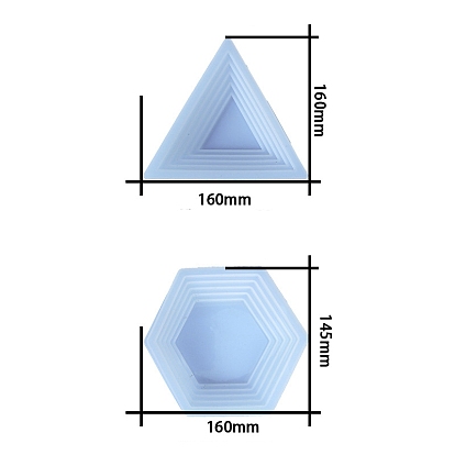 Food Grade Silicone Tray Molds, Resin Casting Molds, for UV Resin, Epoxy Resin Craft Making, Hexagon/Triangle Pattern