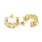 Clear Cubic Zirconia Round Stud Earrings, Brass Half Hoop Earrings for Women, Cadmium Free & Nickel Free & Lead Free