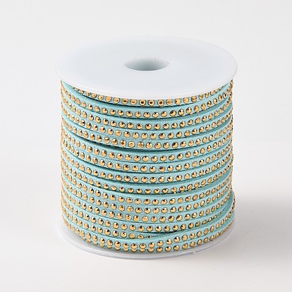 Rivet Faux Suede Cord, Faux Suede Lace, with Aluminum, 3x2mm, about 20yards/roll