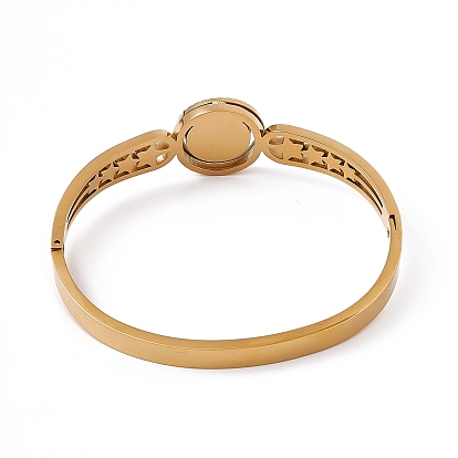 Bracelet jonc à charnière lune et étoile en émail coloré, placage ionique (ip) 304 bijoux en acier inoxydable pour femmes