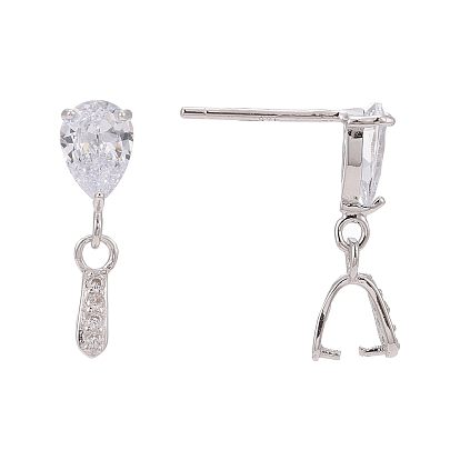 925 Sterling Siler Dangle Stud Earing Settings, with Cubic Zirconia