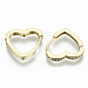 Brass Micro Pave Clear Cubic Zirconia Huggie Hoop Earrings, Cadmium Free & Nickel Free & Lead Free, Heart