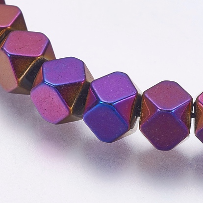 Electroplate Non-magnetic Synthetic Hematite Bead Strands, Faceted, Square
