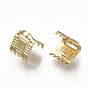 Brass Ribbon Crimp Ends, Real 18K Gold Plated