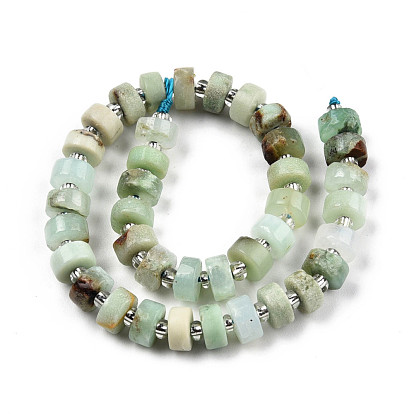Natural Chrysoprase Beads Strands, with Seed Beads, Heishi Beads, Flat Round/Disc