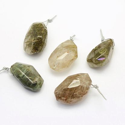 Pendentifs naturelles de quartz rutile, ovale, facette