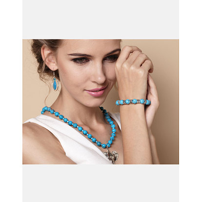 Fashion Tibetan Style Bracelets, Stretch Bracelets, with Gemstone Beads, 53mm