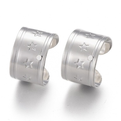 304 Stainless Steel Ear Cuff Findings, with Hole and Star Pattern