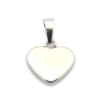 Mode 304 acier inoxydable pendentifs coeur en blanc pour Saint Valentin, 17x17x3.5mm, Trou: 8x4mm
