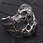 Anillos de dedo de calavera de acero inoxidable quirúrgico estilo steam punk 316l, Anillos de doble esqueleto para hombres y mujeres.
