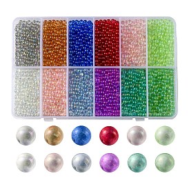 240G 12 Colors DIY 3D Nail Art Decoration Mini Glass Beads, Tiny Caviar Nail Beads, AB Color Plated, Round