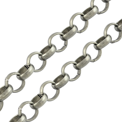 Iron Rolo Chains, Belcher Chain, Unwelded, Lead Free & Nickel Free, 10x3mm