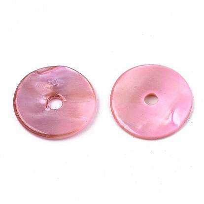 Perles de coquille d'eau douce naturelles peintes à la bombe, perles heishi, disque / plat rond