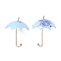 Colgantes de acrílico, con chapado de oro fornituras de aleación, 3 d paraguas con estampado de flores