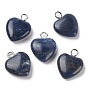 Gemstone Pendants, Heart Charms with Platinum Plated Brass Loops
