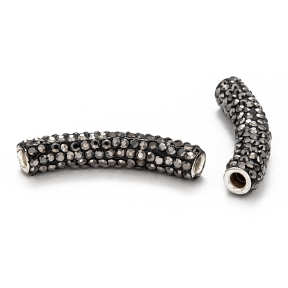 Laiton moyen orient des perles strass, Tube, 45~46.5x9mm, Trou: 4mm