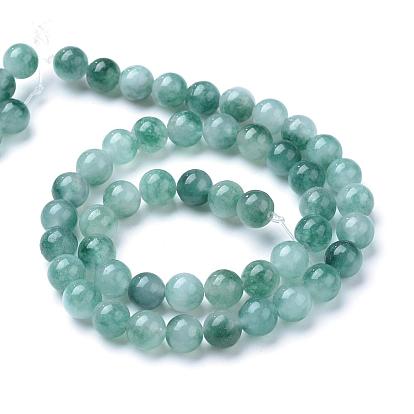 Brins de perles de jade de fleurs naturelles, teint, ronde
