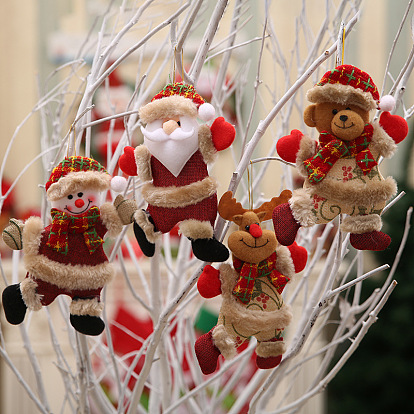 Navidad bailando santa claus muñeco de nieve ciervo oso muñeca paño colgante decoración, para adornos colgantes de árboles de navidad