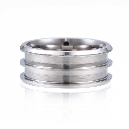 201 ébauche de noyau d'anneau en acier inoxydable pour la fabrication de bijoux incrustés, anneau biseauté à double canal