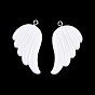 Opaque Resin Pendants, Wing Charms, with Platinum Plated Iron Loops