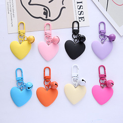 Candy-colored Heart Bell Keychain with Cute Girl Peach Earphone Case Bag Pendant