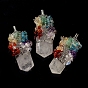 Gemstone Beads Pendants, with  Mixed Gemstone Chip Beads, Brass Wire