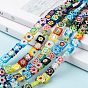 Square Handmade Millefiori Glass Beads Strands, 10x10x4mm, Hole: 1mm, about 38pcs/strand, 14.5 inch