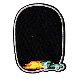 Computerized Embroidery Cloth Iron on/Sew on Patches, Costume Accessories, Oval with Car