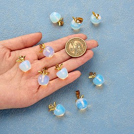 10 pcs pomme gemme pendentif à breloque cristal quartz guérison pendentifs en pierre naturelle opale boucle pour bijoux collier boucle d'oreille fabrication d'artisanat