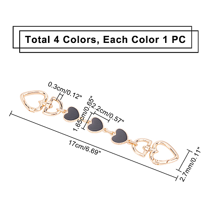 PandaHall Elite 4Pcs 4 Colors Light Gold Zinc Alloy Hanger Clasps, Heart