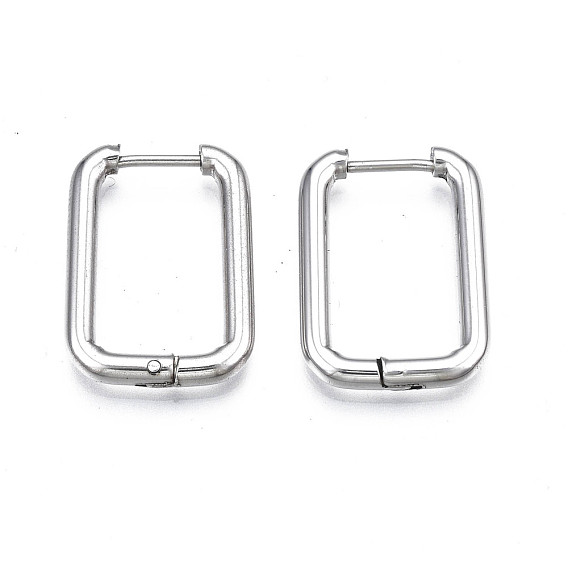 201 Stainless Steel Rectangle Hoop Earrings, Hinged Earrings for Women