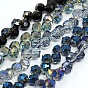 Half Plated Faceted Glass Teardrop Beads, 8x8mm, Hole: 1mm