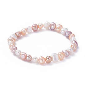 Bracelets extensibles perlés de perles naturelles, boite d'emballage