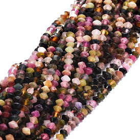 Natural Tourmaline Beads Strands, Faceted, Bicone