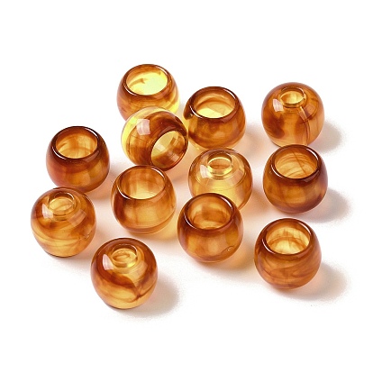 Perles européennes acryliques bicolores opaques, Perles avec un grand trou   , rondelle