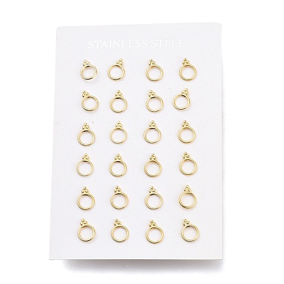 304 Stainless Steel Stud Earrings, with Ear Nuts, Ring