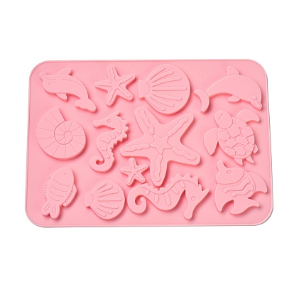 Food Grade Silicone Molds, Fondant Molds, Baking Molds, Chocolate, Candy, Biscuits, UV Resin & Epoxy Resin Jewelry Making, Dolphin & shell & Starfish & Tortoise & Sea Horse & Conch & Fish