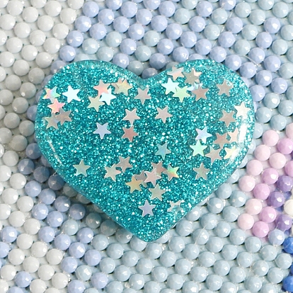 Diamond Painting Magnet Cover Holders, Resin Locator, with Glitter PowderPositioning Tools, Heart
