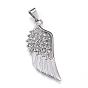 316 Surgical Stainless Steel Rhinestone Pendants, Wing