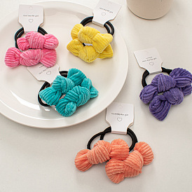 Candy-colored Velvet Bow Hair Ties for Girls with Double Ponytails in Autumn and Winter