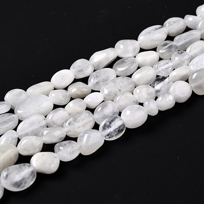 Natural Rainbow Moonstone Beads Strands, Nuggets, Tumbled Stone