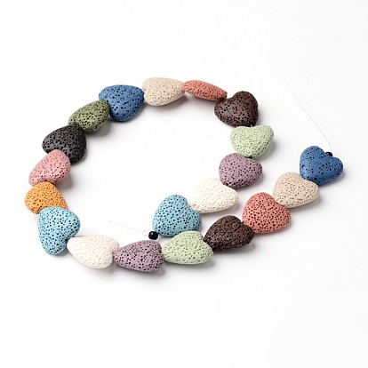 Dyed Heart Synthetic Lava Rock Beads Strands, 20~21x20~21x7~8mm, Hole: 1mm, about 20pcs/strand, 15.5 inch