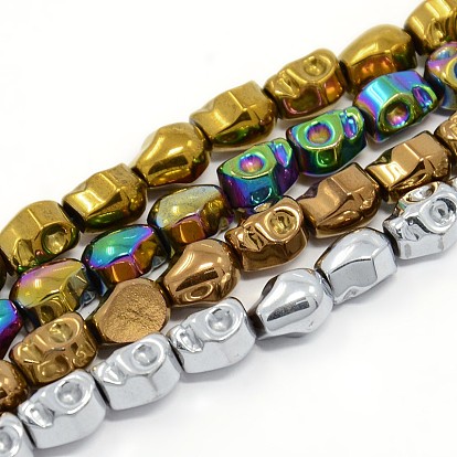 Electroplate Non-magnetic Synthetic Hematite Beads Strands, Skull, 10x8x8mm, Hole: 1mm, about 39pcs/ strand, 15.7 inch