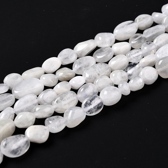 Brins de perles de pierre de lune arc-en-ciel naturel, nuggets, pierre tombée