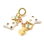 Real 18K Gold Plated Brass Micro Pave Cubic Zirconia Pendents, with Enamel, Lead Free & Cadmium Free, Christmas Socking