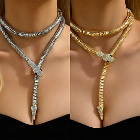 Iron Snake Chain Necklace, Double Loops Wrap Necklace with Magnetic Clasps