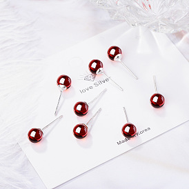 Red Garnet Earrings - Elegant, Minimalist, Nature-inspired Ear Studs for Women.