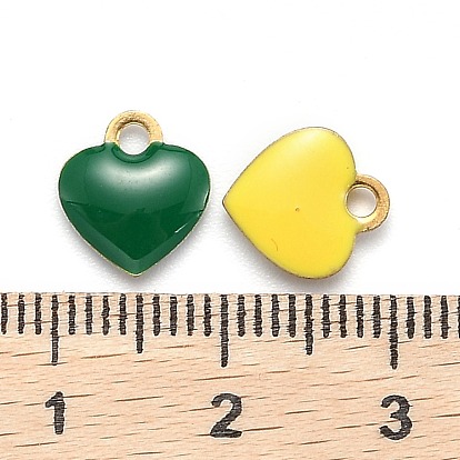 Brass Charms, with Enamel, Enamelled Sequins, Raw(Unplated), Heart