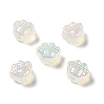 Placage uv perles acryliques irisées arc-en-ciel, empreinte de patte