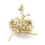 Ballerina Alloy Brooch with Resin Pearl, Exquisite Rhinestone Lapel Pin for Girl Women, Golden